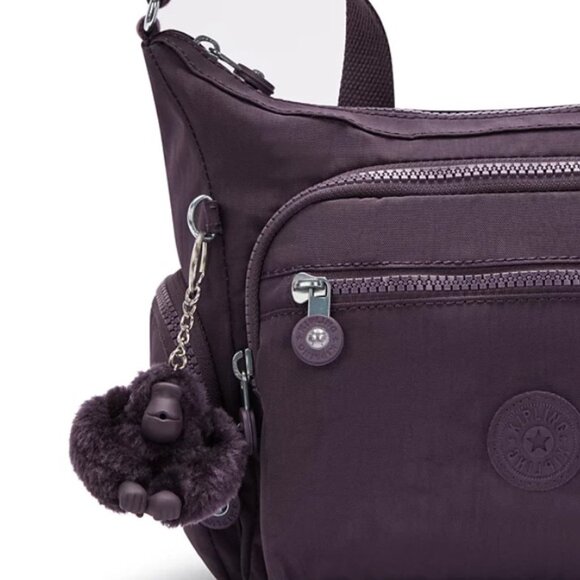 Kipling Gabbie Small Crossbody Bag Plum Purple Adjustable Strap Nylon Purse - Picture 5 of 6